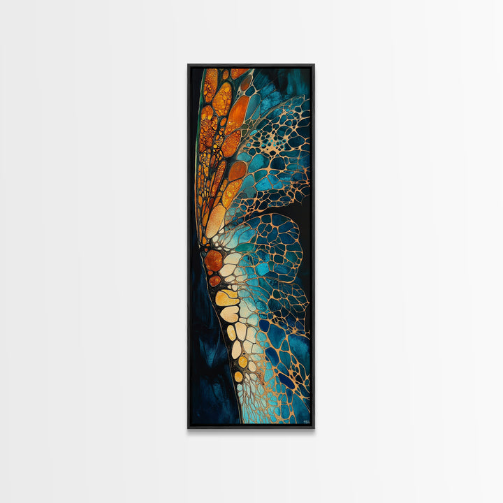 Butterfly wing, mosaic wall art, teal wall art, gemstone painting, sacred geometry wall art, framed canvas print, boho art