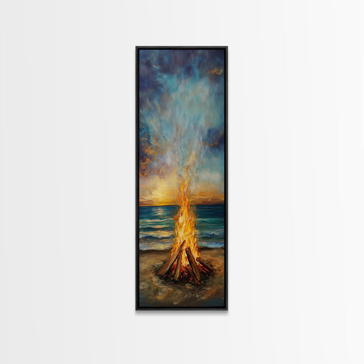 Fire, Seascape Art, Canvas Print, nautical wall art, ocean painting, beach house decor, moody art, above bed wall art, coastal decor, gift idea