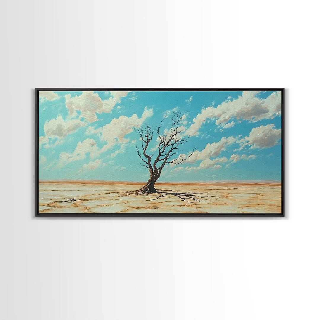 Desert Tree, Ozymandias Art, Joshua Tree Art, Southwest Wall Art, Blue and Green Wall Art, Gift Idea for Him, Framed Canvas Print, Rustic Art