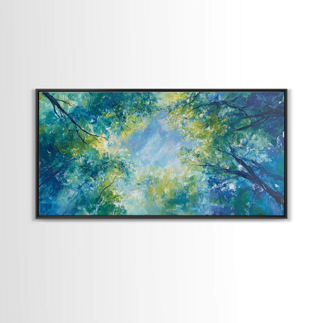 Canopy View, tree painting, green wall art, botanical prints, sage green wall art, whimsical art, Framed Canvas Print, gift idea