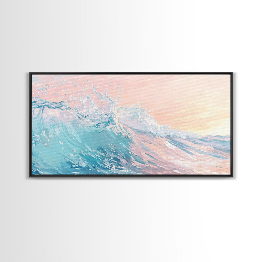 Ocean Wave Painting, Coastal Wall Art, Surf Wall Art, Nautical Decor, Framed Canvas Print, Seascape Painting, Extra Wide Art