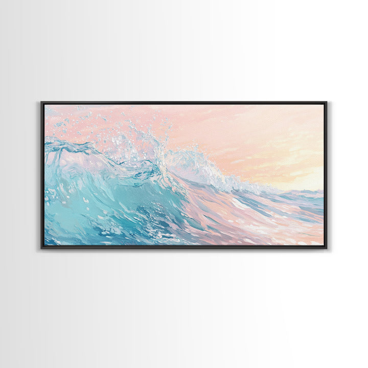 Ocean Wave Painting, Coastal Wall Art, Surf Wall Art, Nautical Decor, Framed Canvas Print, Seascape Painting, Extra Wide Art