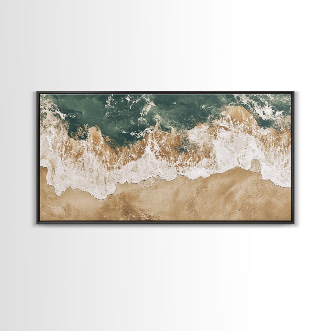 Ocean Wave Print, Nautical Wall Art, Beach House Art, Framed Canvas Print, Horizontal Wall Art, Living Room Art, Surf Wall Art