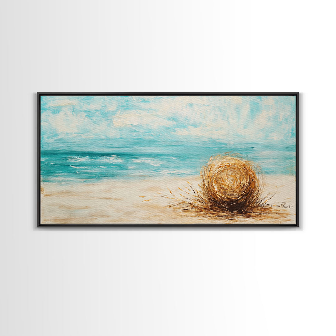 Beach Grass, coastal wall art, farmhouse decor, nautical painting, seascape painting, framed canvas print, panoramic art