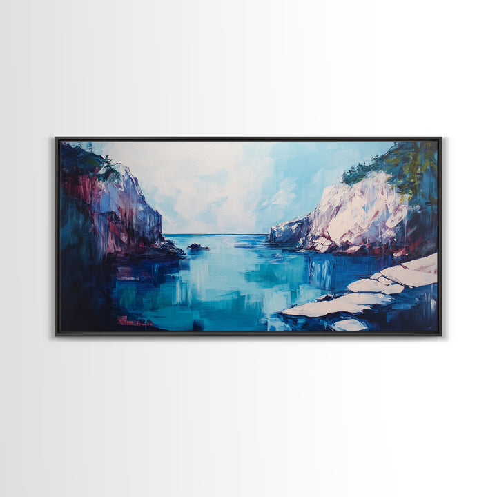 Ocean Cliffs, Seascape Painting, Nautical Decor, Coastal Landscape Art, Above Couch Art, Bedroom Art, Canvas Print, Gift Idea