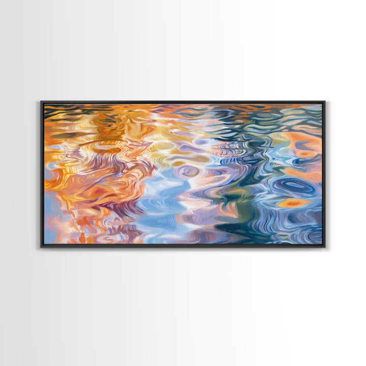 Abstract Water, Nautical Wall Art, Blue and Green Wall Art, Panoramic Painting, Extra Wide Art, Canvas Print, Living Room Art