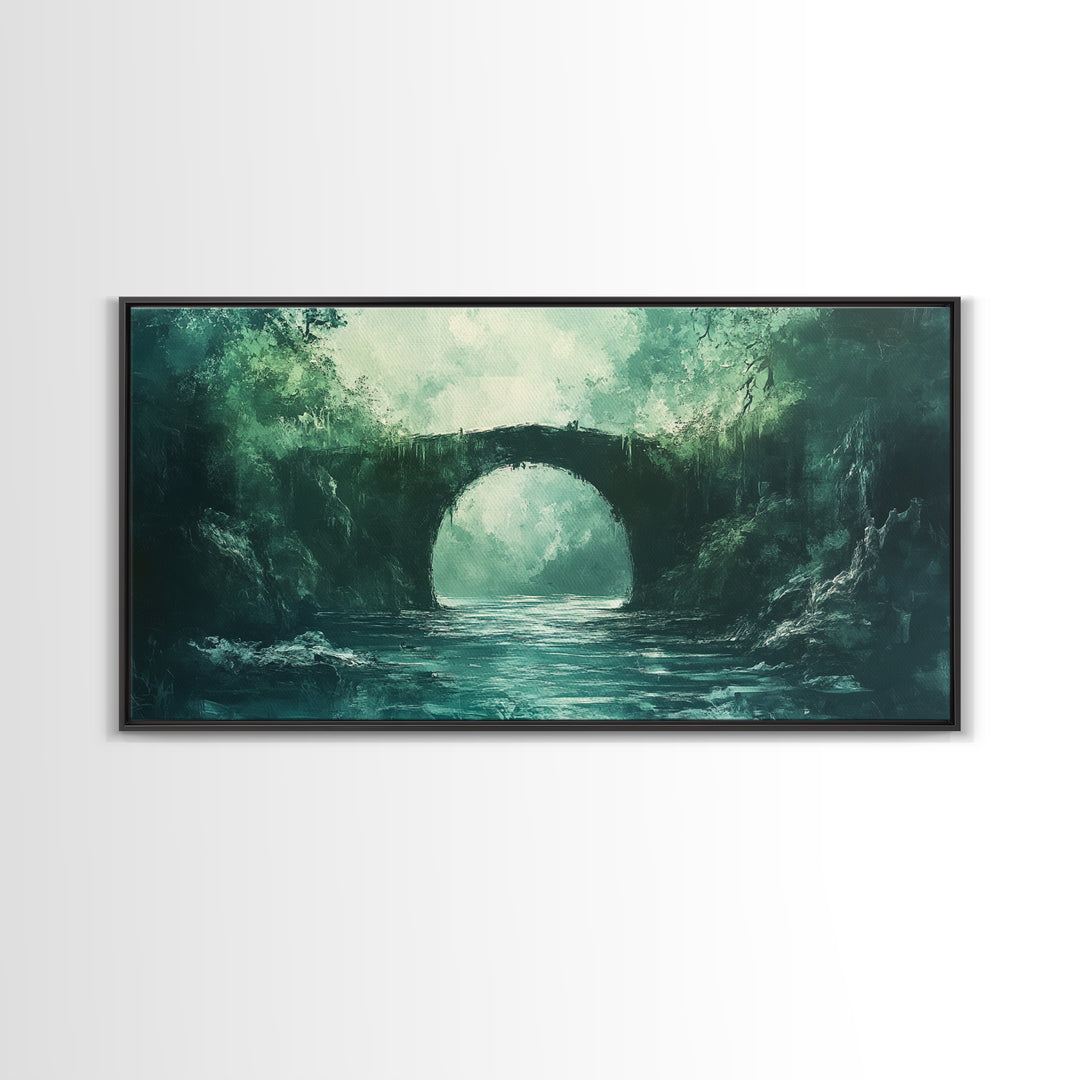 Dark Forest, Fantasy Art, Moody Art, Wabi Sabi Art, Extra Wide Art, Landscape Painting, Framed Canvas Print, Above Bed Wall Art