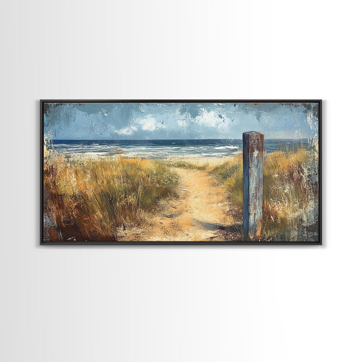 Coastal Pathway, coastal landscape art, nautical decor, seascape painting, coastal painting, beach house decor, Canvas Print