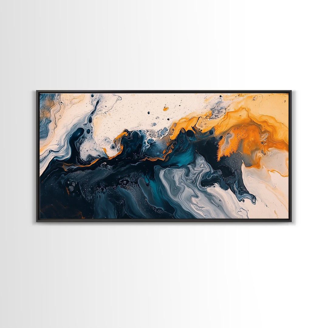 Abstract Ocean, Framed Canvas Print, coastal wall art, wabi sabi wall art, extra wide painting, contemporary abstract