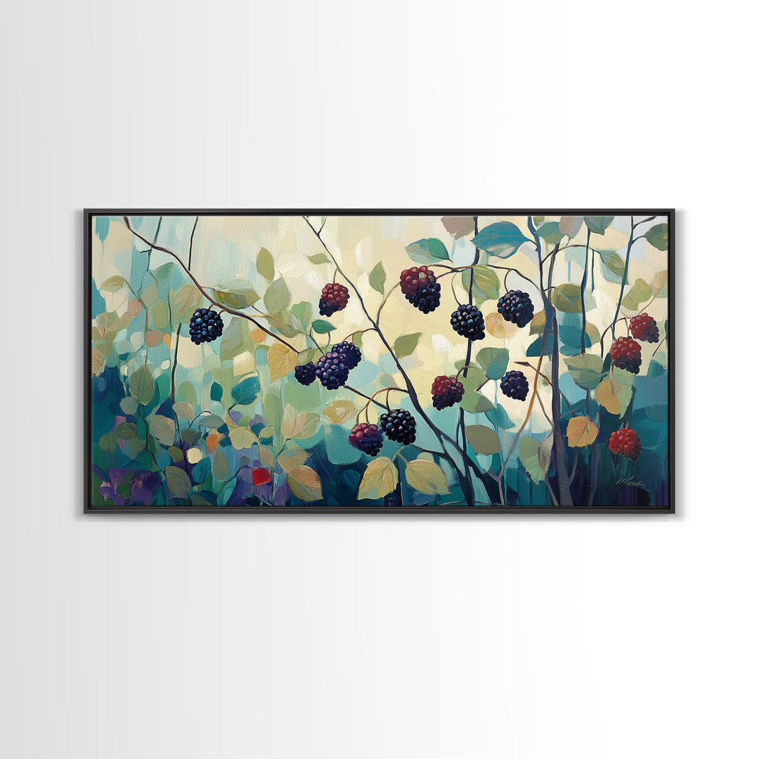 Blackberry, summer berries, Canvas Print, botanical prints, fruit of the spirit wall art, wildflower painting, kitchen art