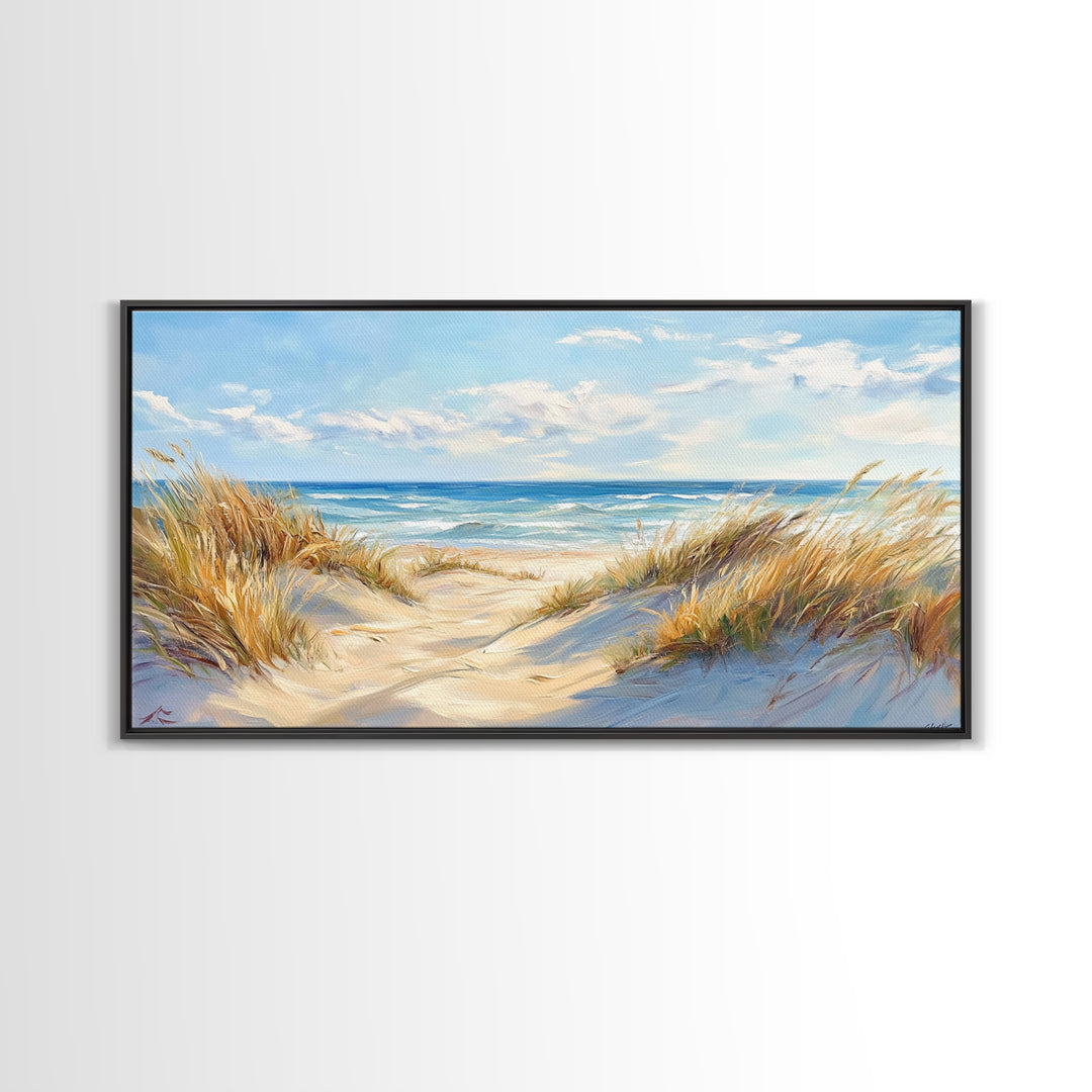 Beach Dunes, Coastal Painting, Nautical Wall Art, Canvas Print, Seascape Painting, Coastal Decor, Above Bed Wall Art, Farmhouse Art