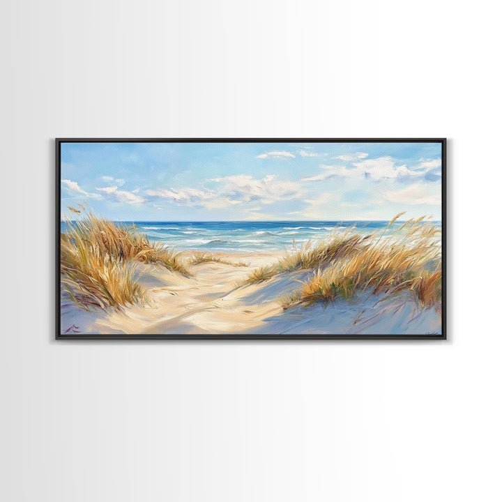 Beach Dunes, Coastal Painting, Nautical Wall Art, Canvas Print, Seascape Painting, Coastal Decor, Above Bed Wall Art, Farmhouse Art