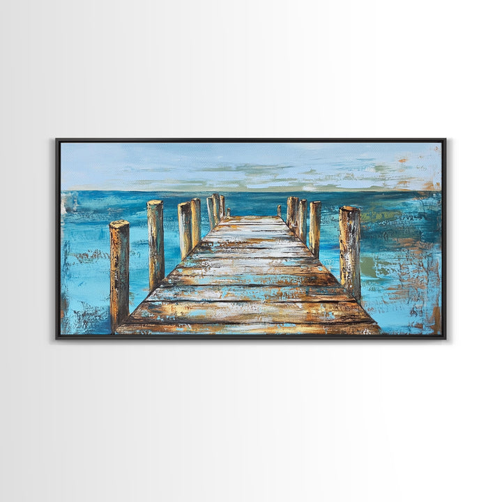 Dock Over Water, Coastal Landscape, Nautical Wall Art, Canvas Print, Lake Tahoe Art, Rustic Wall Art, Coastal Decor, Panoramic Art