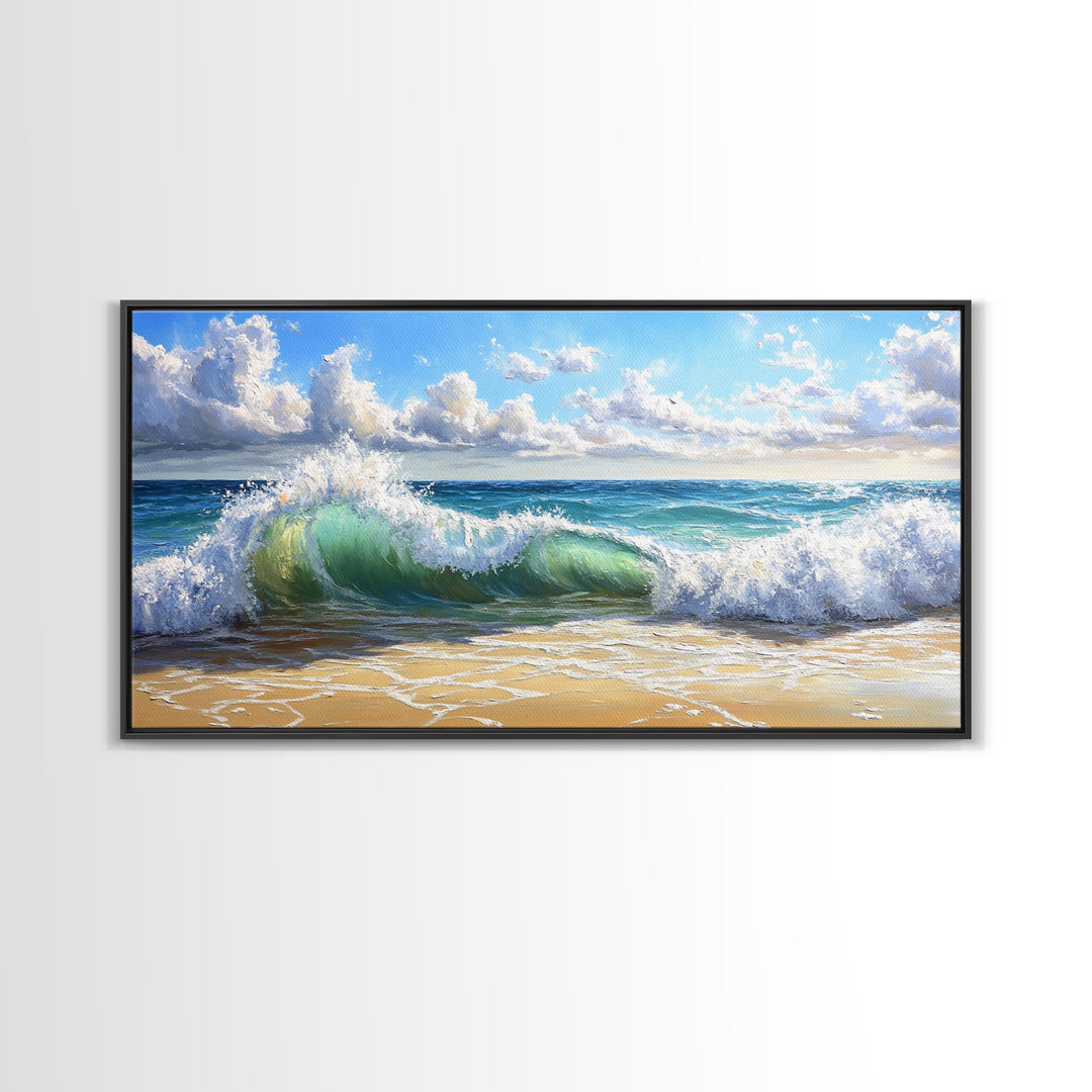 Beach Wave Painting, Coastal Landscape Art, Ocean Wall Art, Surf Wall Art, Nautical Decor, Seascape Art, Horizontal Wall Art, Canvas Print