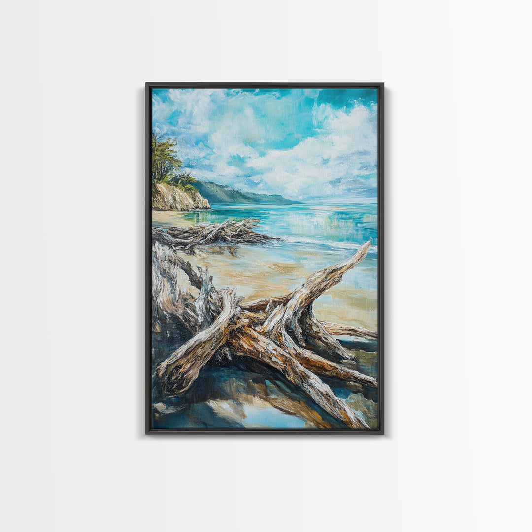 Beach, coastal painting, ocean painting, landscape painting, framed canvas print, lake Tahoe art, nautical wall art, beach house decor