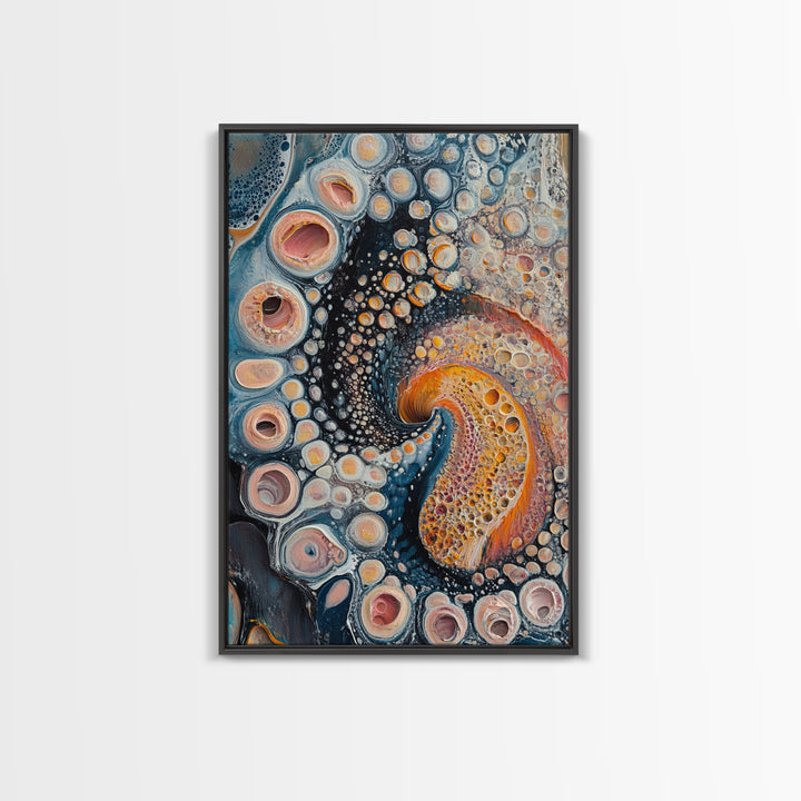 Abstract Swirl, Sacred Geometry Wall Art, Psychedelic Art, Science Art, Moody Art, Teal Wall Art, Canvas Print, Gift Idea