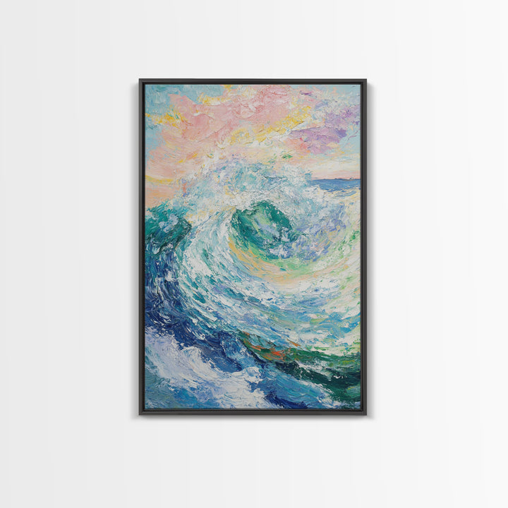 Ocean Wave Painting, Surf Wall Art, Coastal Cowgirl Wall Art, Seascape Painting, Canvas Print, Nautical Decor, Beach House Art