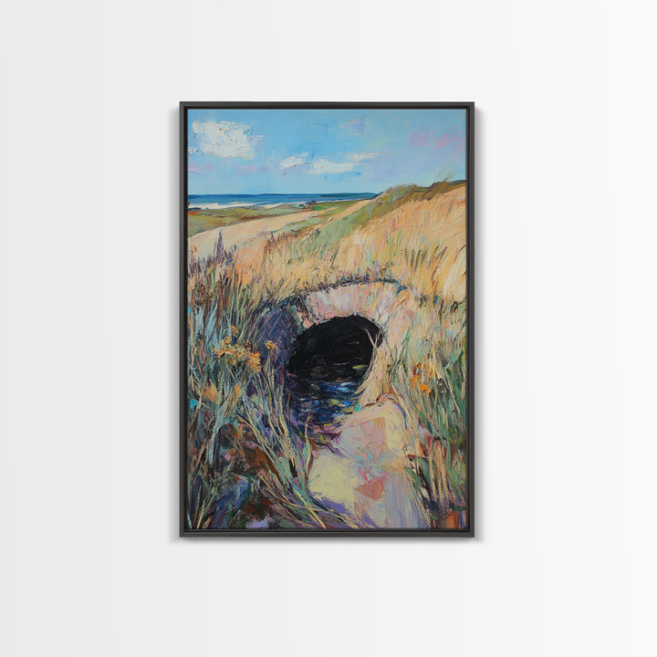 Coastal Landscape, Ireland painting, countryside decor, farmhouse art, blue and green wall art, framed canvas print, landscape painting