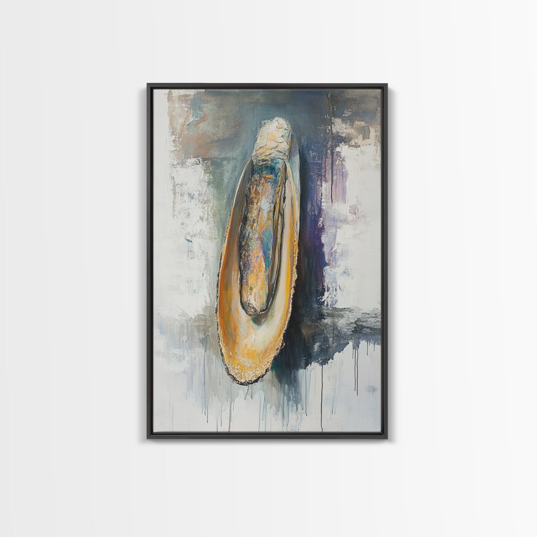 Abstract Oyster, oyster painting, oyster shell painting, coastal wall art, wabi sabi art, neutral wall art, canvas print, home decor