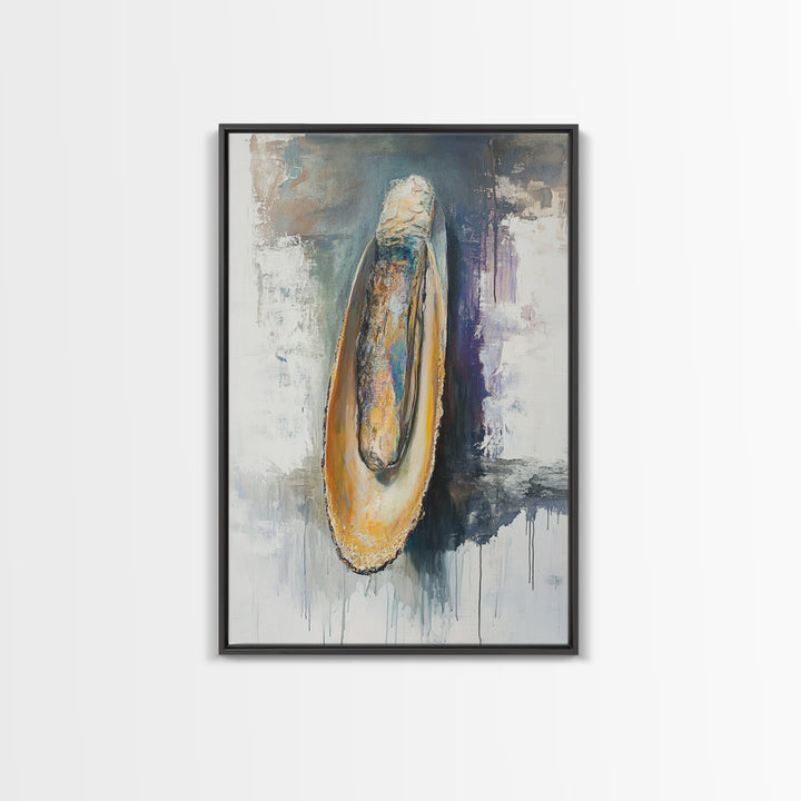 Abstract Oyster, oyster painting, oyster shell painting, coastal wall art, wabi sabi art, neutral wall art, canvas print, home decor
