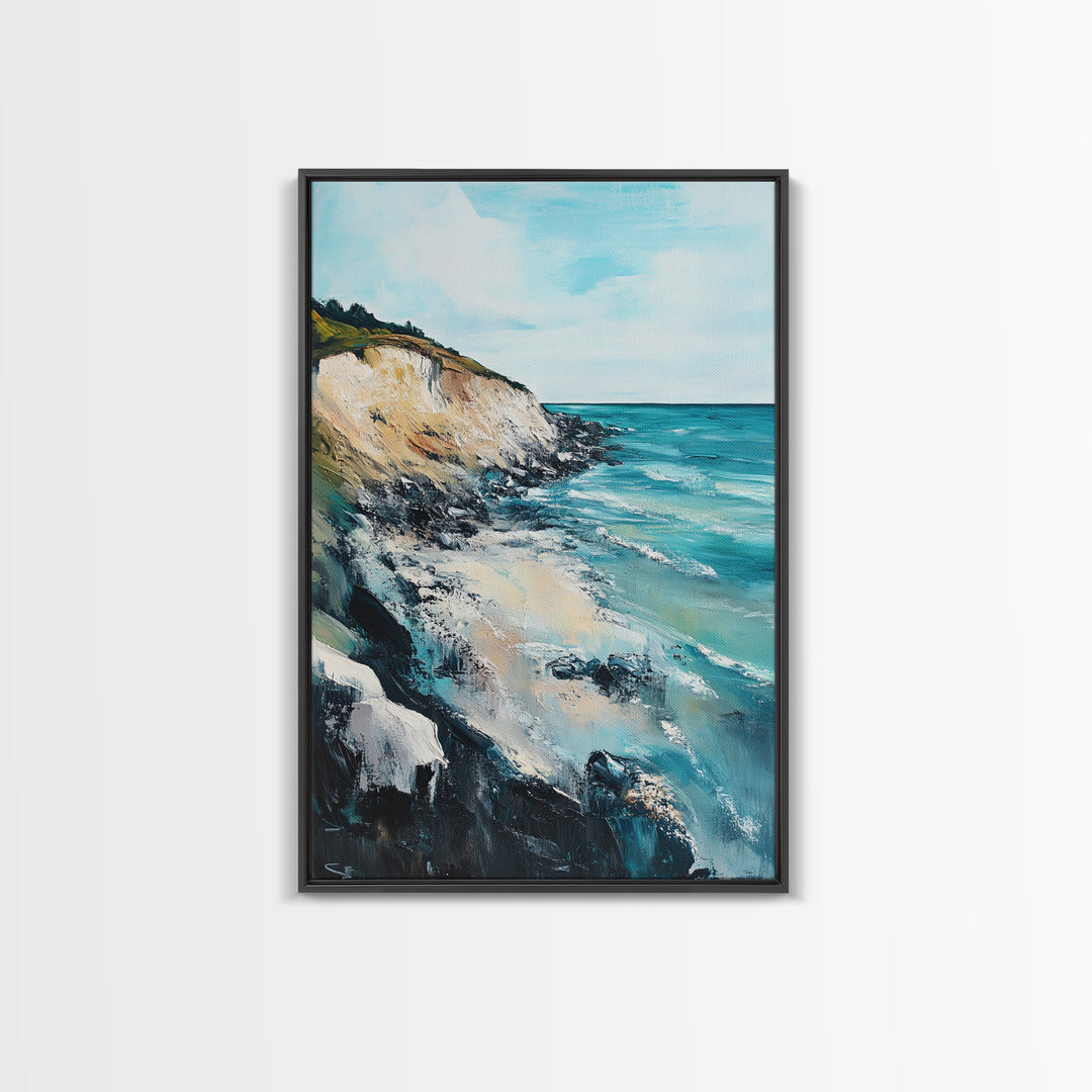 Cliffside View, Ocean Painting, Canvas Print, Coastal Wall Art, Nautical Decor, Seascape Art, Rustic Art, Gift Idea, Above Bed Art