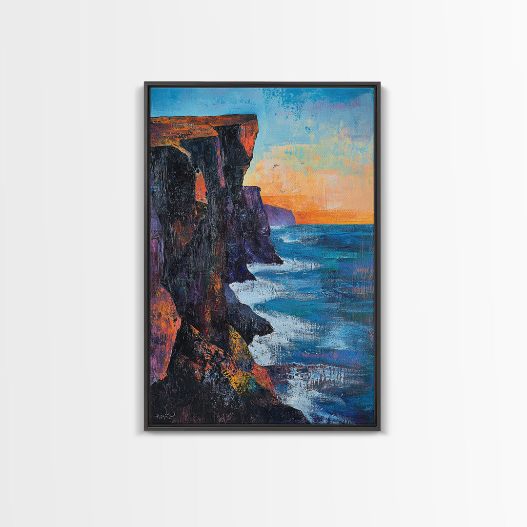 Cliffs of Moher, Ireland Painting, Coastal Landscape Art, Seascape Painting, Nautical Wall Art, Canvas Print, Gift Idea