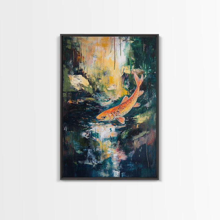 Abstract Koi Fish Painting Canvas Print Vibrant Water Art Modern Home Decor Zen Wall Art Office Nature Art Gift Meditation Artwork