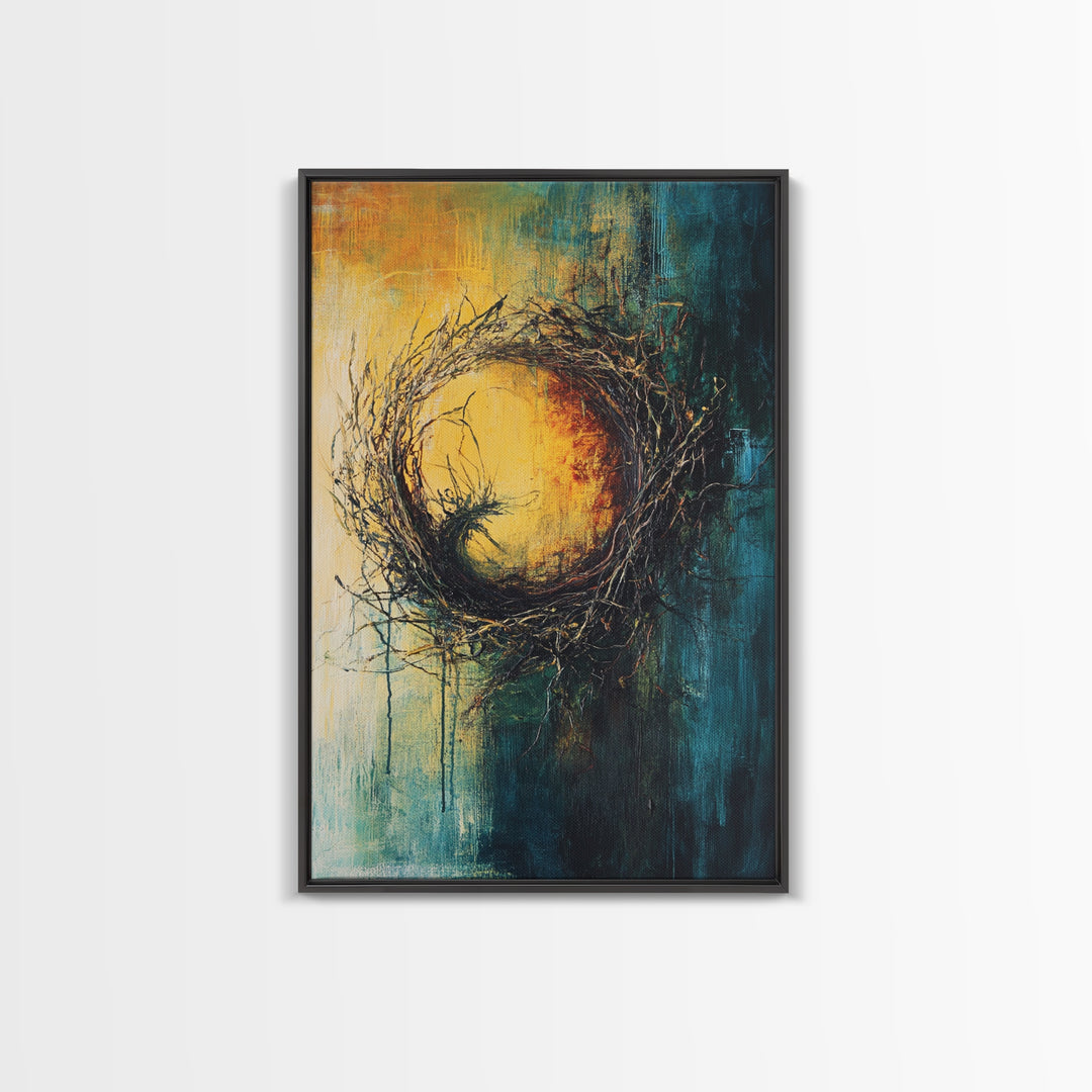 Rustic Bird Nest Canvas Print Minimalist Nature Wall Art Farmhouse Home Decor Moody Artwork Cozy Living Room Art Gift Under 50