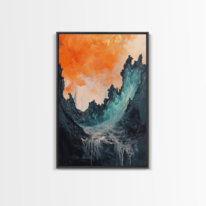 Abstract Wave Energy Canvas Print Moody Ocean Painting Stormy Water Art Modern Wall Decor Living Room Accent Gift Under 75