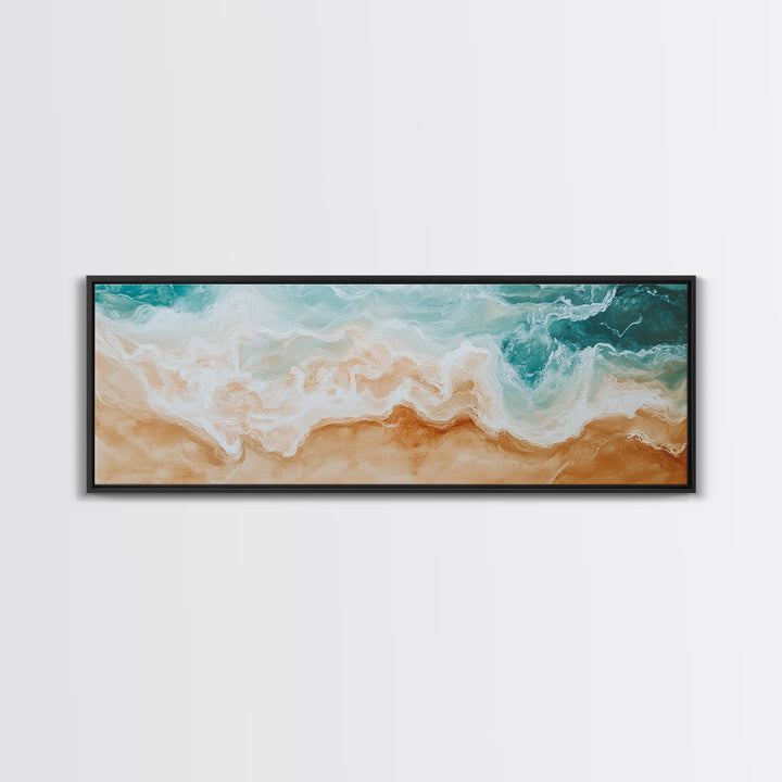 Coastal Beach Waves Painting, Serene Ocean Art, Abstract Shoreline Wall Decor, Neutral Beach House Decor, Modern Living Room Art