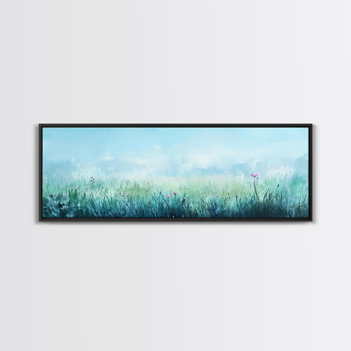 Dreamy Meadow Painting Framed Canvas Print - Soft Pastel Wildflower Art, Peaceful Nature Wall Decor, Bedroom BAesthetic, Gift Idea