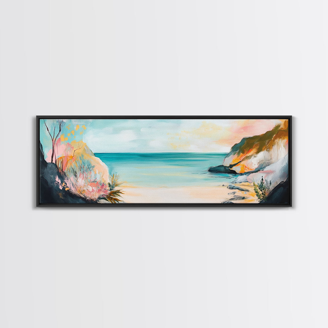 Abstract Beach Painting Soft Pastel Coastal Art Minimalist Boho Seaside Wall Decor Tranquil Ocean Artwork Bedroom Office