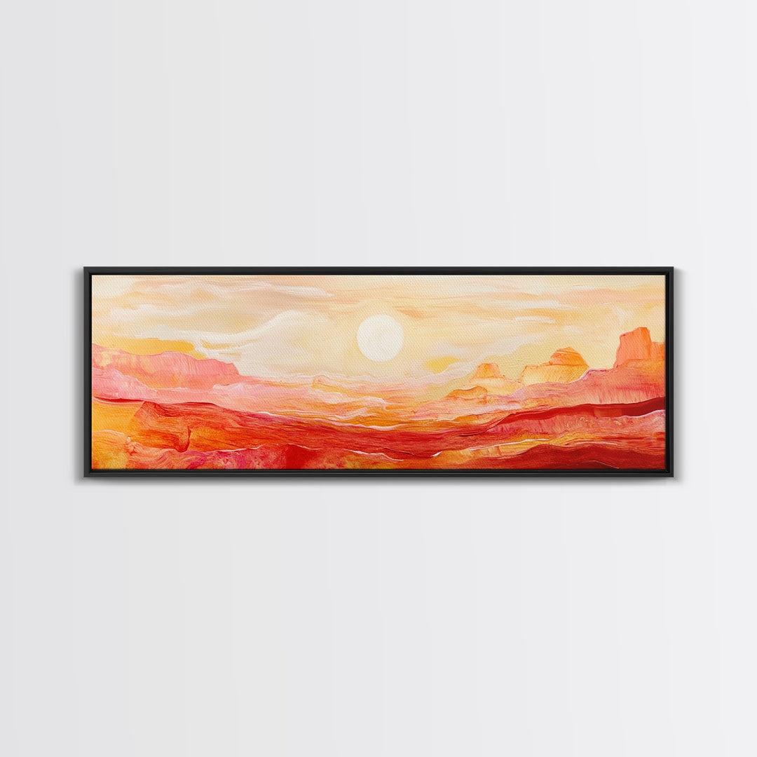 Desert Sunset Painting Warm Abstract Southwest Wall Art Minimalist Mountain Landscape Artwork Boho Home Decor Canvas Print