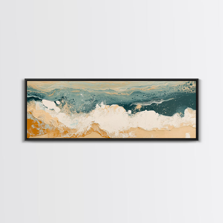 Abstract Ocean Waves Framed Canvas Print Coastal Wall Art, Beach House Decor, Modern Seascape, Large Wall Art, Minimalist Art