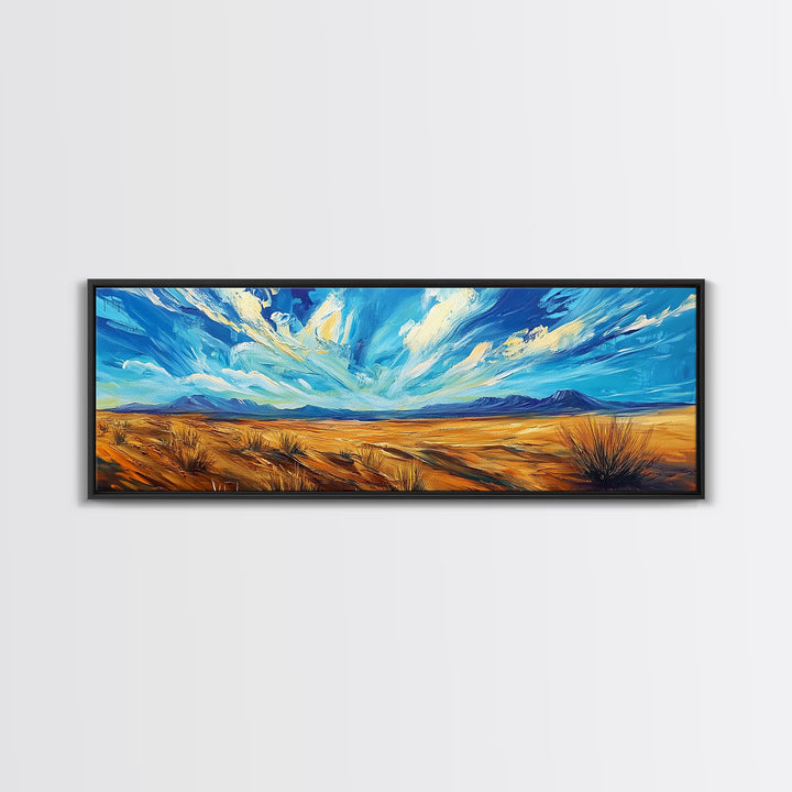 Desert Landscape, Sunset Over Mountains, Nature Painting, Home Decor, Living Room Art, Canvas Print, Framed Canvas Print