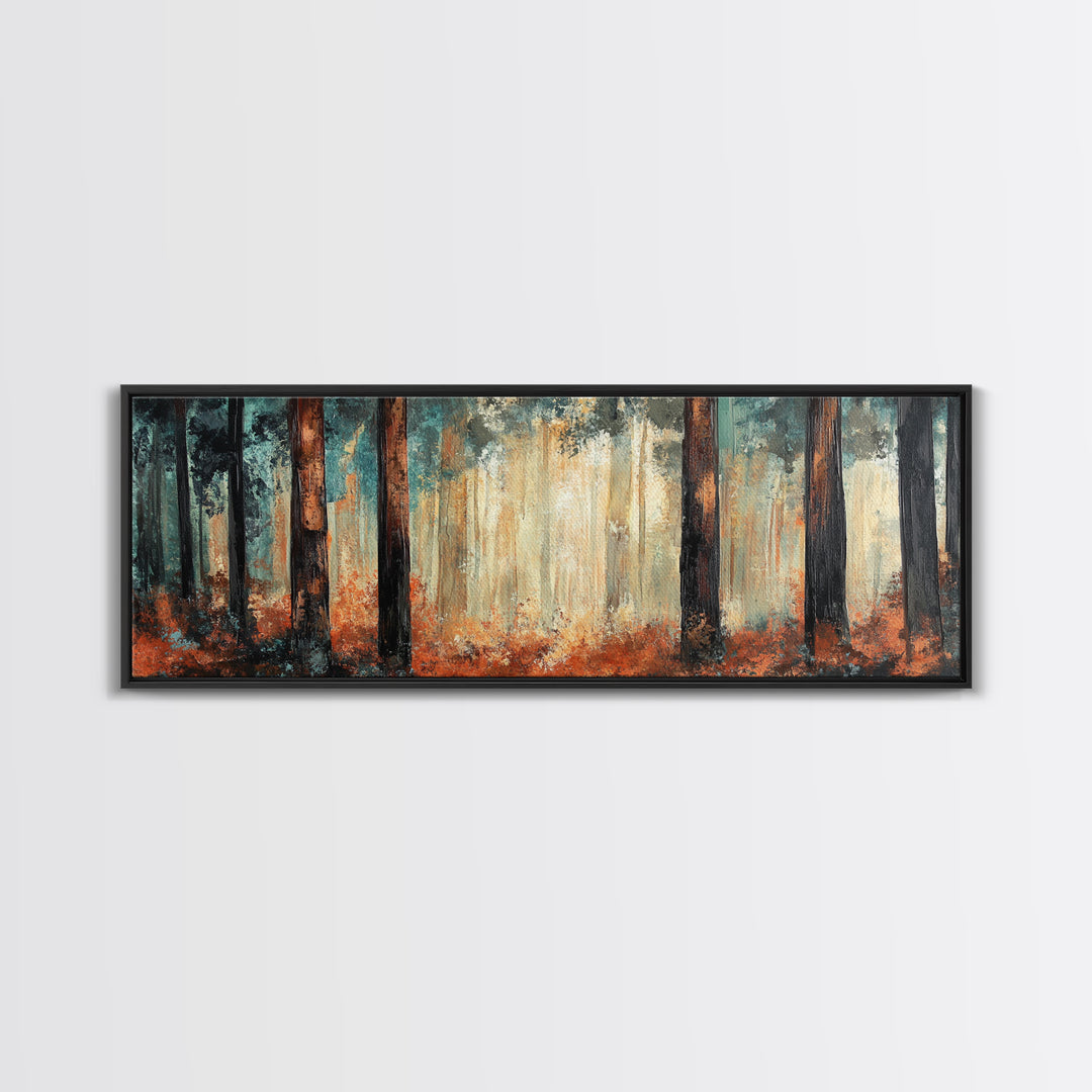Autumn Forest Canvas Print, Rustic Fall Wall Art, Nature Landscape Painting, Cabin Decor, Earthy Tones, Cozy Living Room Art