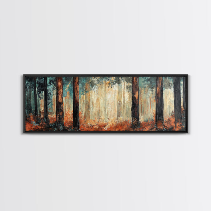 Autumn Forest Canvas Print, Rustic Fall Wall Art, Nature Landscape Painting, Cabin Decor, Earthy Tones, Cozy Living Room Art