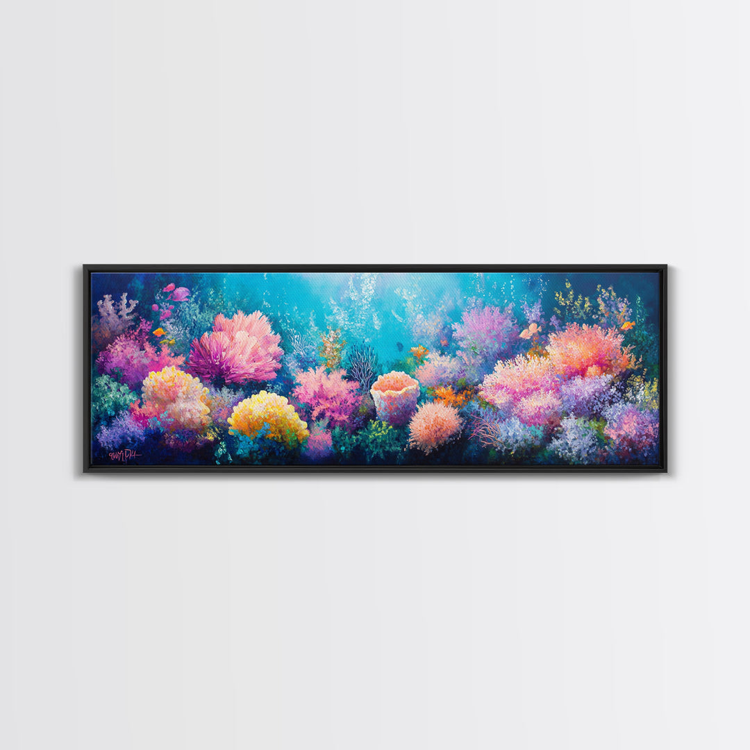 Deep Sea Fantasy Canvas Print, Oceanic Wonderland Wall Art, Marine Life Painting, Dreamy Underwater Aesthetic, Vibrant Colors