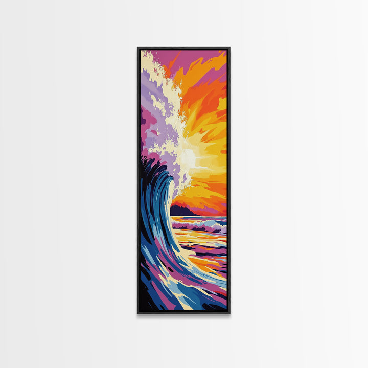 Ocean Wave, Coastal Sunset Wall Art, Beach House Decor, Nautical Theme, Surf Canvas Print, Vibrant Seascape, Modern Living Room Accent