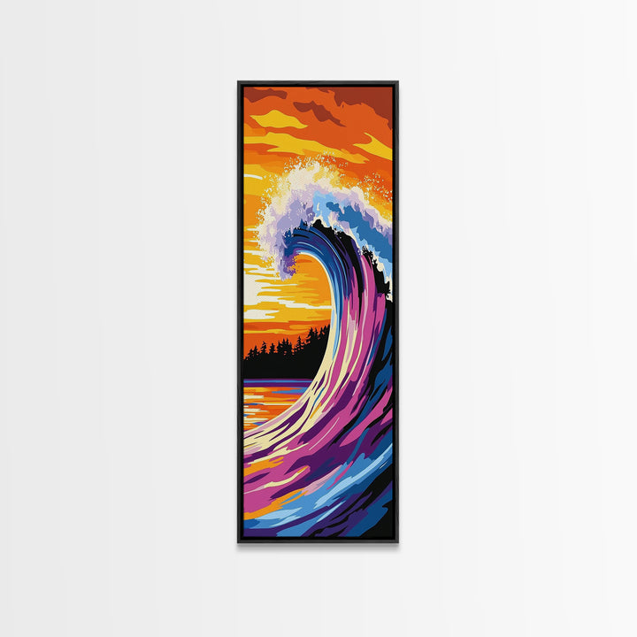 Ocean Wave, Sunset Surf, Coastal Art, Canvas Print, Beach House Decor, Living Room Wall Art, Vibrant Seascape, Nautical Theme