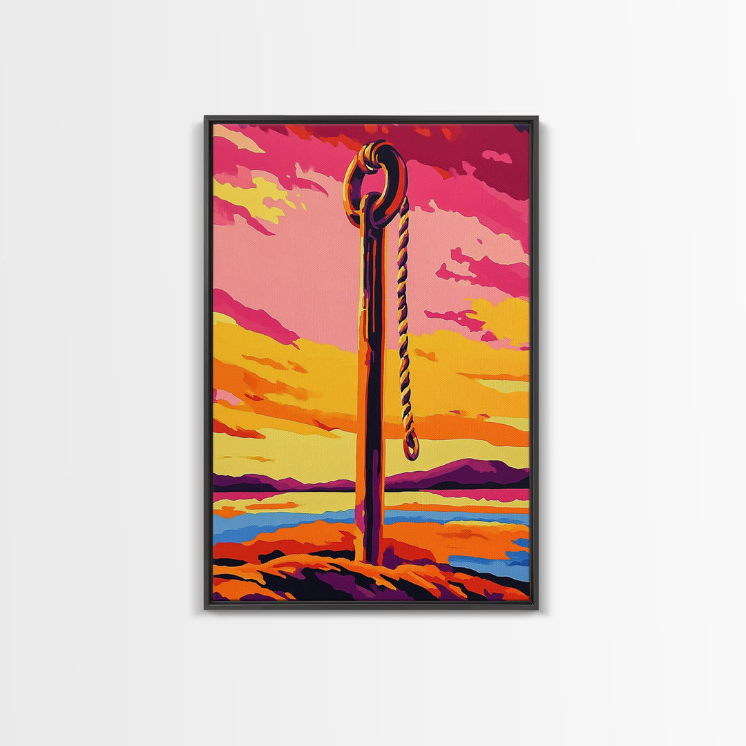 Nautical Rope, Coastal Decor, Beach House Art, Sunset Painting, Canvas Print, Living Room Wall Art, Boho Home Decor, Vibrant Landscape