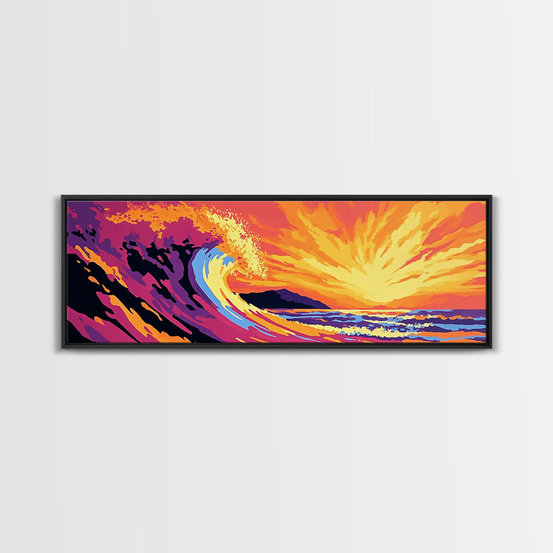 Ocean Wave, Sunset Seascape, Bold Coastal, Canvas Print, Beach Wall Art, Vibrant Surf Art, Tropical Home Decor, Water Movement