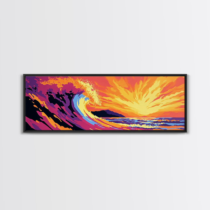 Ocean Wave, Sunset Seascape, Bold Coastal, Canvas Print, Beach Wall Art, Vibrant Surf Art, Tropical Home Decor, Water Movement