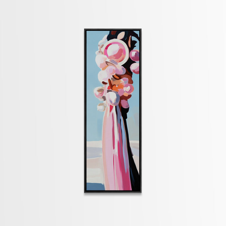 Abstract, Pink Bouquet, Floral Wall Art, Framed Canvas Print, Modern Expressionist Art, Soft Color Palette, Bedroom Wall Art