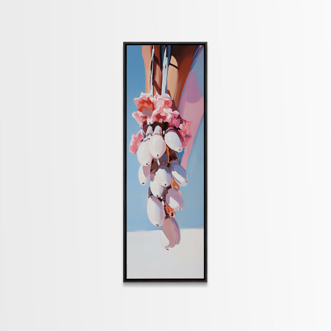 Desert Bloom, Floral Art, Pink and White Aesthetic, Framed Canvas Print, Minimalist Wall Art, Southwest Decor, Boho Home Accent