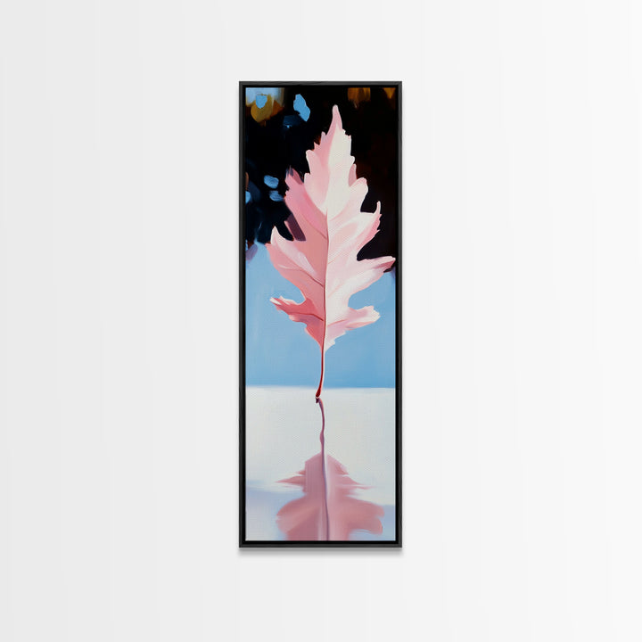 Pink Autumn Leaf, Fall Canvas Print, Nature Wall Art, Seasonal Decor, Botanical Artwork, Soft Pastel Aesthetic, Living Room Art