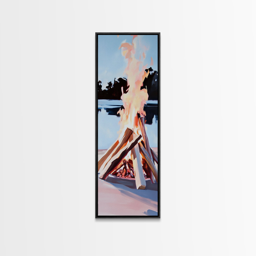 Campfire Glow, Rustic Art, Cozy Bonfire, Outdoor Adventure, Canvas Print, Fall Wall Art, Cabin Decor, Nature-Inspired, Warm Tones