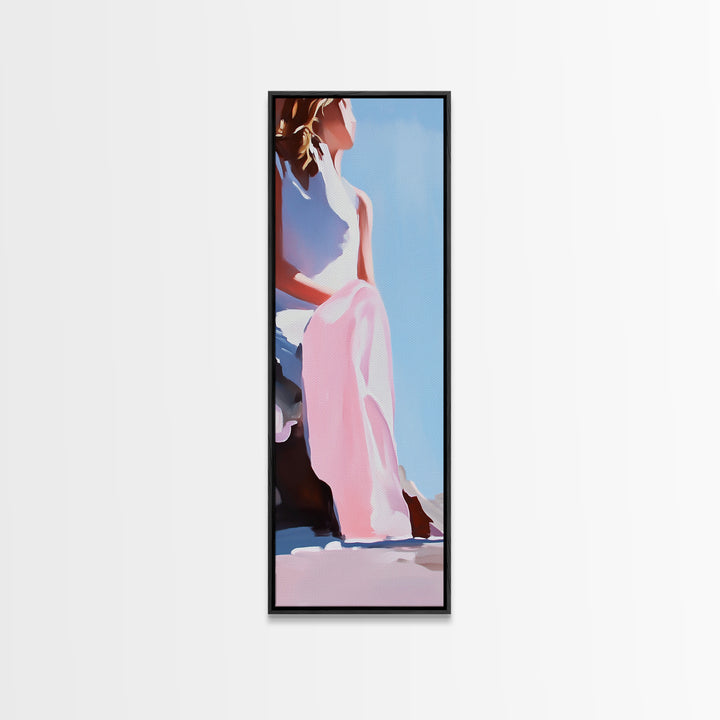 Elegant Woman, Soft Pastel Art, Feminine Portrait, Framed Canvas Print, Contemporary Aesthetic, Living Room Wall Art, Dreamy Abstrac