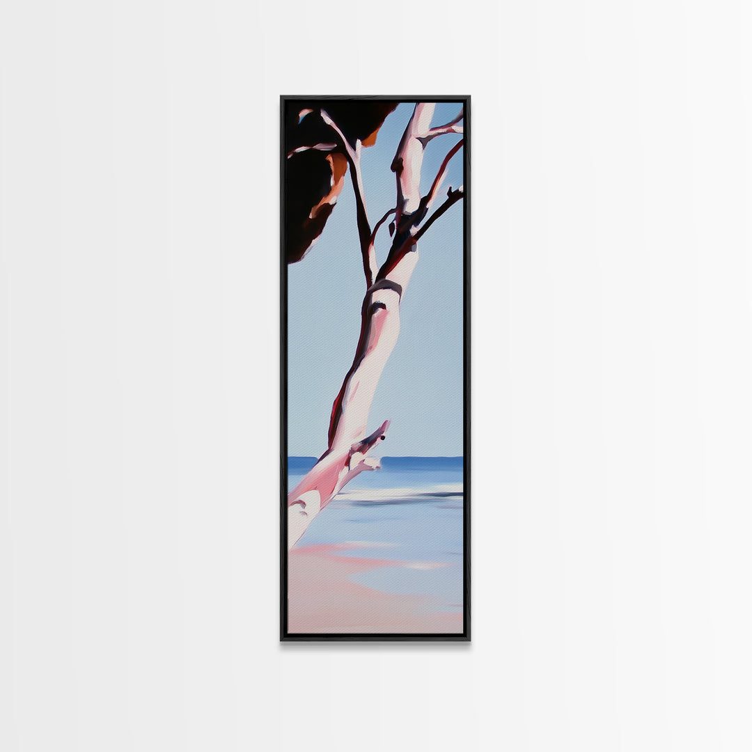 Coastal Branch, Ocean View, Blue Sky, Canvas Print, Modern Wall Art, Beach House Decor, Minimalist Painting, Living Room Art, Gift