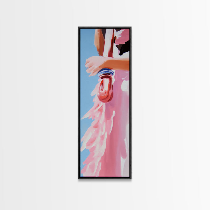 Pink Rope, Nautical Charm, Coastal Decor, Canvas Print, Boho Wall Art, Minimalist Painting, Ocean Art, Pastel Tones, Gift, Blue